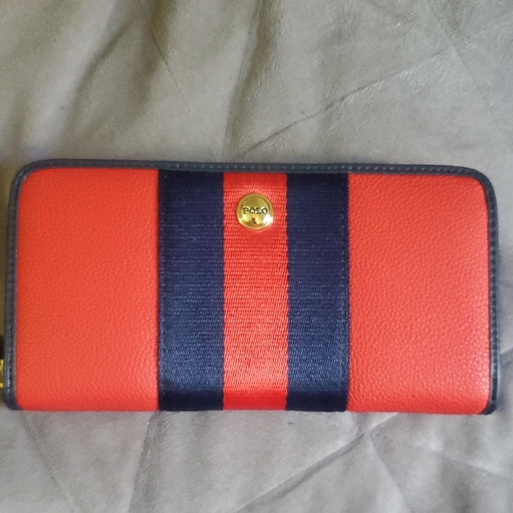 New Polo by Ralph Lauren Red and Navy Women's Wallet